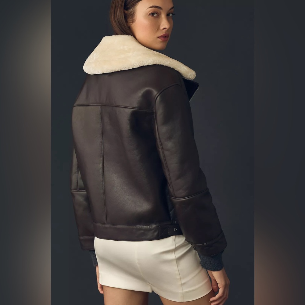 Walter Baker Mariah Oversized Leather Aviator Jacket